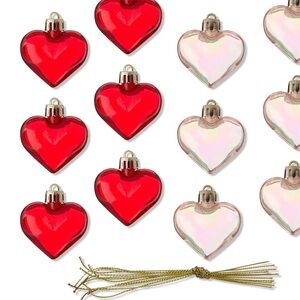 Red and Iridescent Heart Ornaments